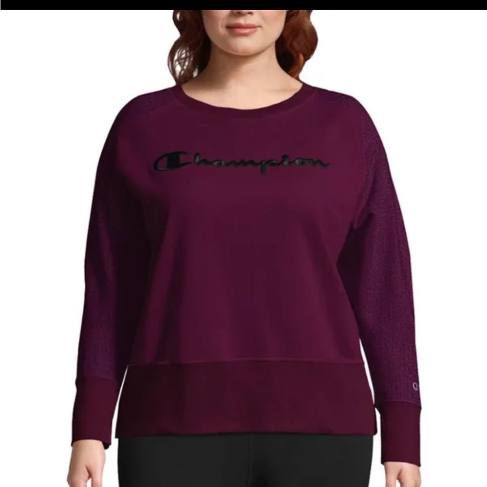 NWT Women’s Champion Venetian Purple Plus Heritage Herringbone Crewneck size 1X